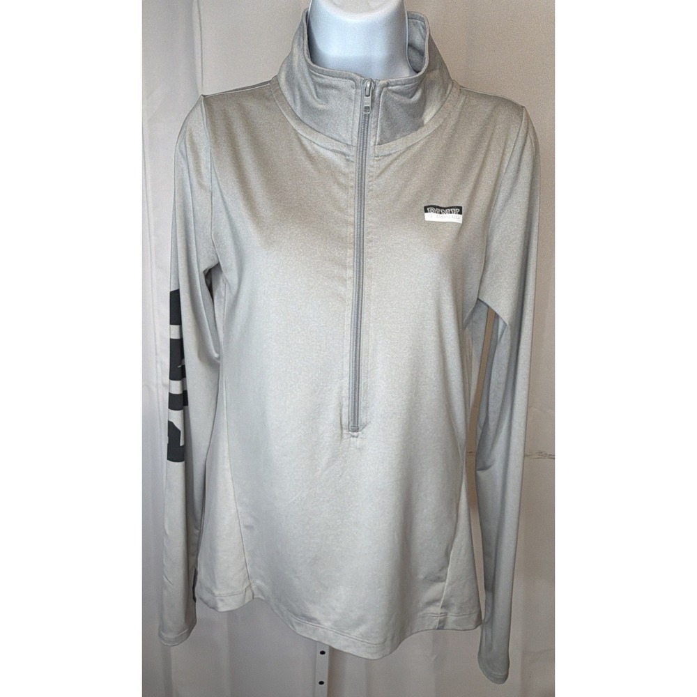 Victoria's Secret PINK Ultimate Half Zip Pullover Gray Logo Sleeve Womens S
